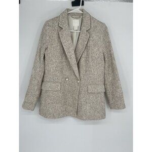 H&M Blazer Tweed Jacket Tan and Cream  Size S